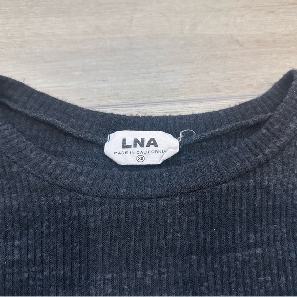 LNA slub sweater long sleeve ribbed cut out knit top XS black - Picture 6 of 8
